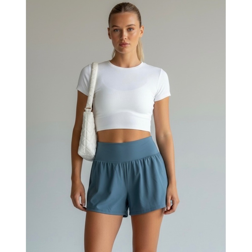 NEW Halara High Waisted Active Shorts Blue XL Long Built-in Liner Running Gym